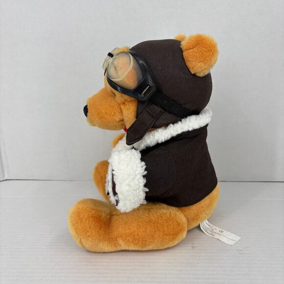 Disney Store Winnie Pilot Pooh Bear Plush Aviator Jacket Goggles 12 Inch - Picture 6 of 12